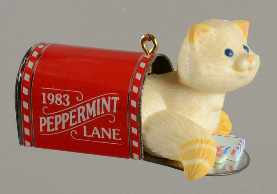 1983 Hallmark Christmas Ornaments Mailbox Kitten - No Box by Hallmark Gold Crown-1