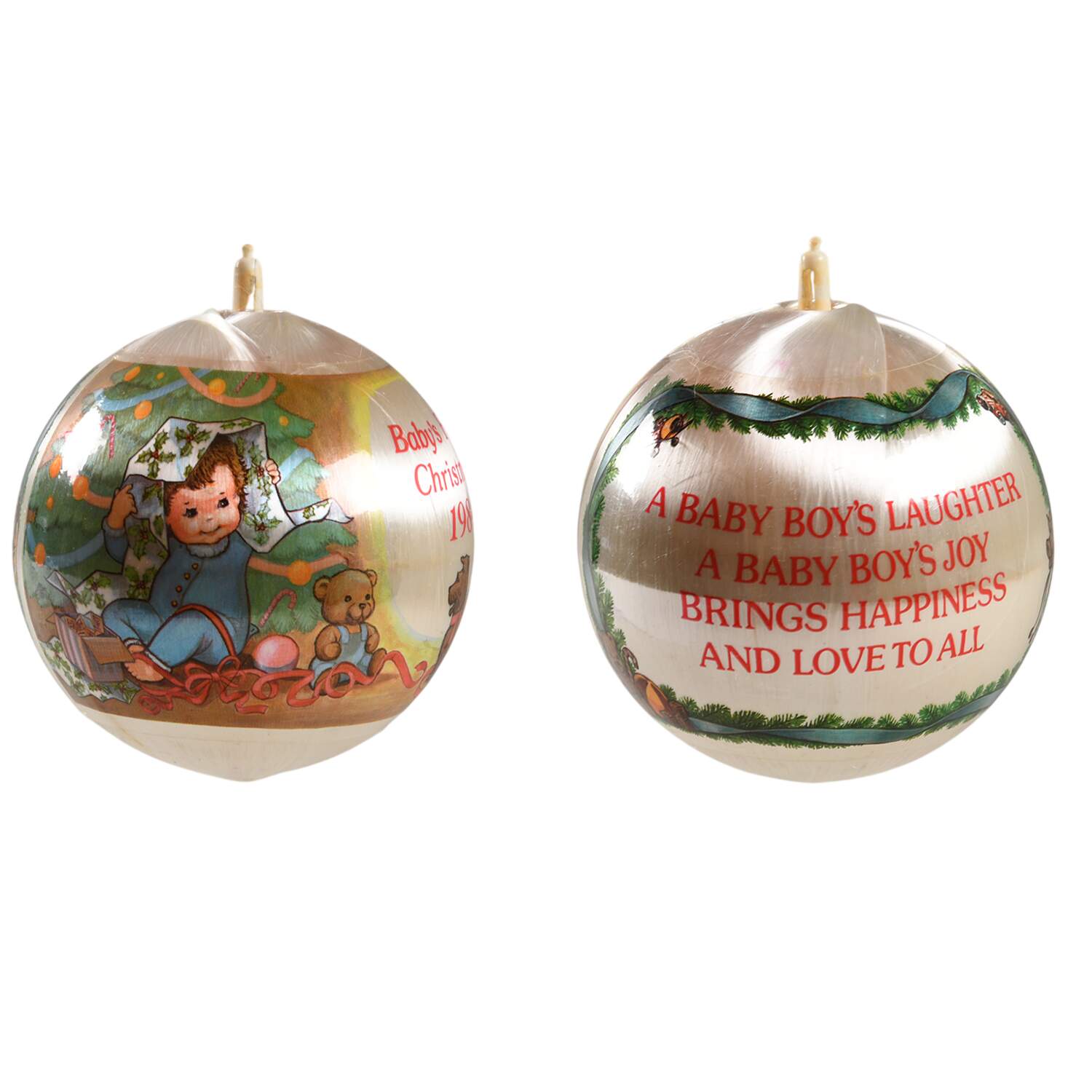 1984 Hallmark Christmas Ornaments Baby's First Christmas-Boy - Boxed by Hallmark Gold Crown-1