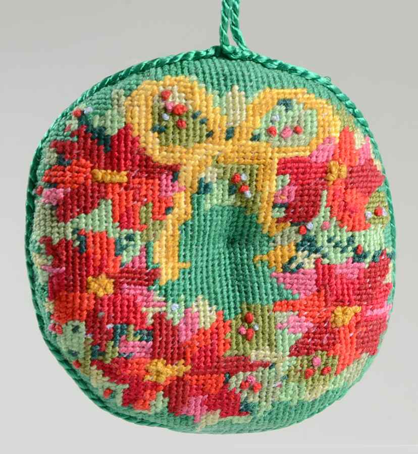 1984 Hallmark Christmas Ornaments Needlepoint Wreath - Boxed by Hallmark Gold Crown-1