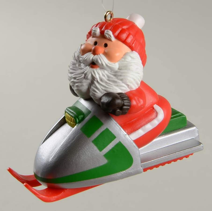1984 Hallmark Christmas Ornaments Snowmobile Santa - Boxed by Hallmark Gold Crown-1
