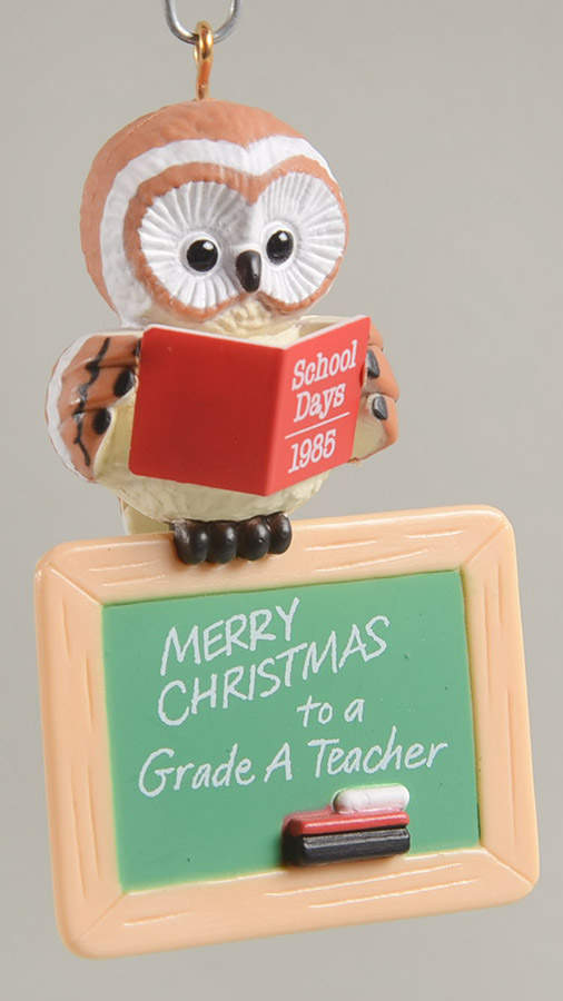 1985 Hallmark Christmas Ornaments Teacher-Owl - Boxed by Hallmark Gold Crown-1