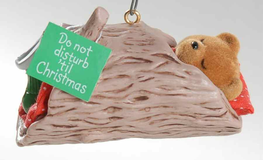 1985 Hallmark Christmas Ornaments Do Not Disturb-Bear In Log   - Boxed by Hallmark Gold Crown-1