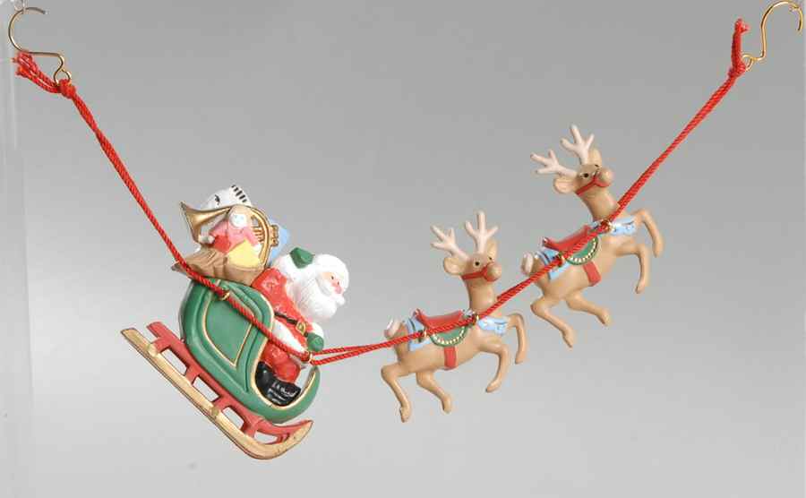 1986 Hallmark Christmas Ornaments Santa & His Reindeer - With Box by Hallmark Gold Crown-1