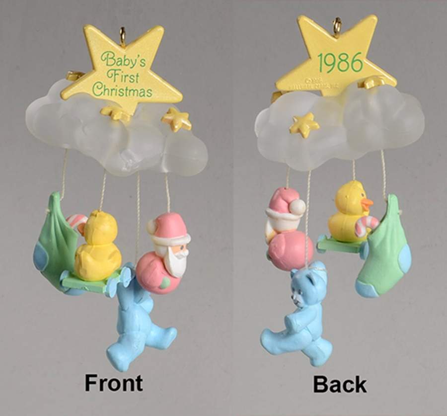 1986 Hallmark Christmas Ornaments Baby's 1st Christmas-Mobile - No Box by Hallmark Gold Crown-1