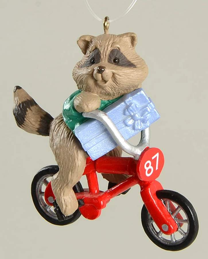 1987 Hallmark Christmas Ornaments Raccoon Biker - No Box by Hallmark Gold Crown-1