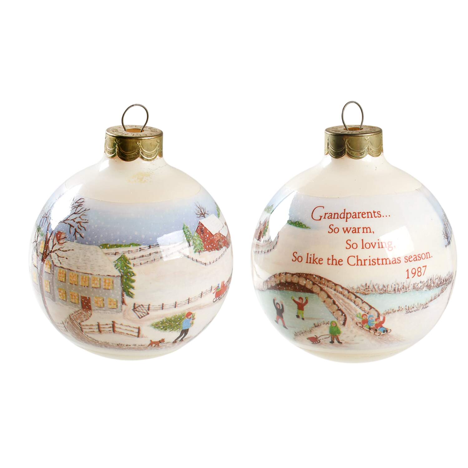 1987 Hallmark Christmas Ornaments Grandparents - Boxed by Hallmark Gold Crown-1