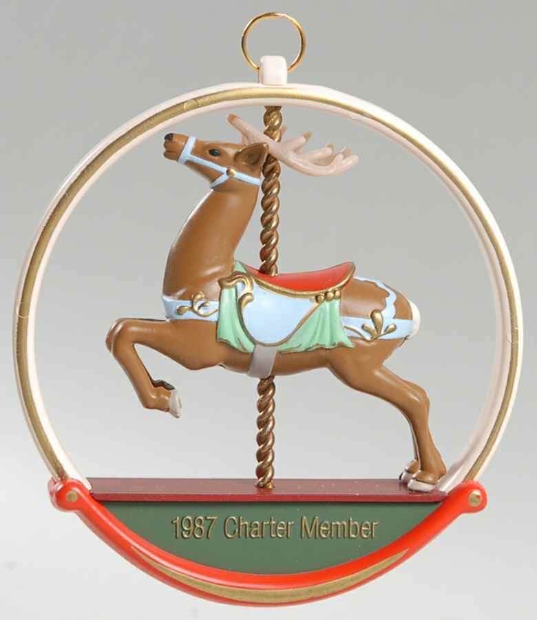 1987 Hallmark Christmas Ornaments Carousel Reindeer - Boxed by Hallmark Gold Crown-1