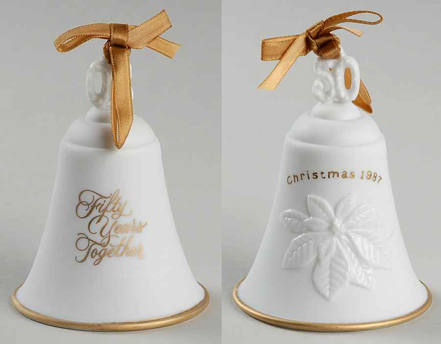 1987 Hallmark Christmas Ornaments 50 Yrs Together Bell - Boxed by Hallmark Gold Crown-1