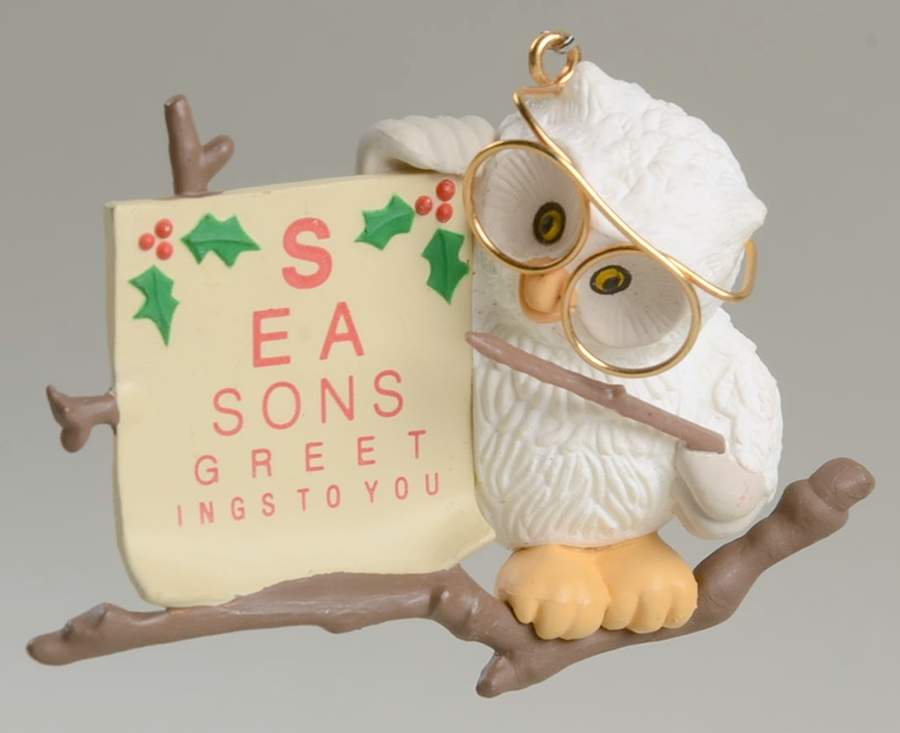 1987 Hallmark Christmas Ornaments Owliday Wish - Boxed by Hallmark Gold Crown-1