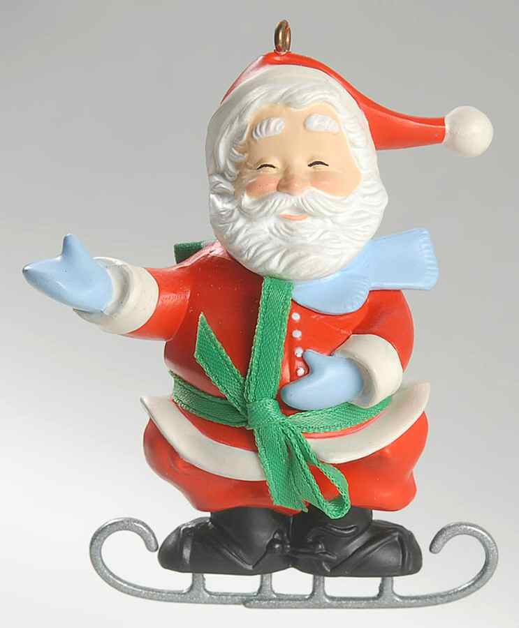 1988 Hallmark Christmas Ornaments Soft Landing-Santa On Skates - Boxed by Hallmark Gold Crown-1