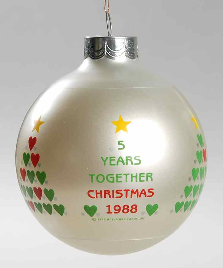 1988 Hallmark Christmas Ornaments Five Years Together - No Box by Hallmark Gold Crown-1