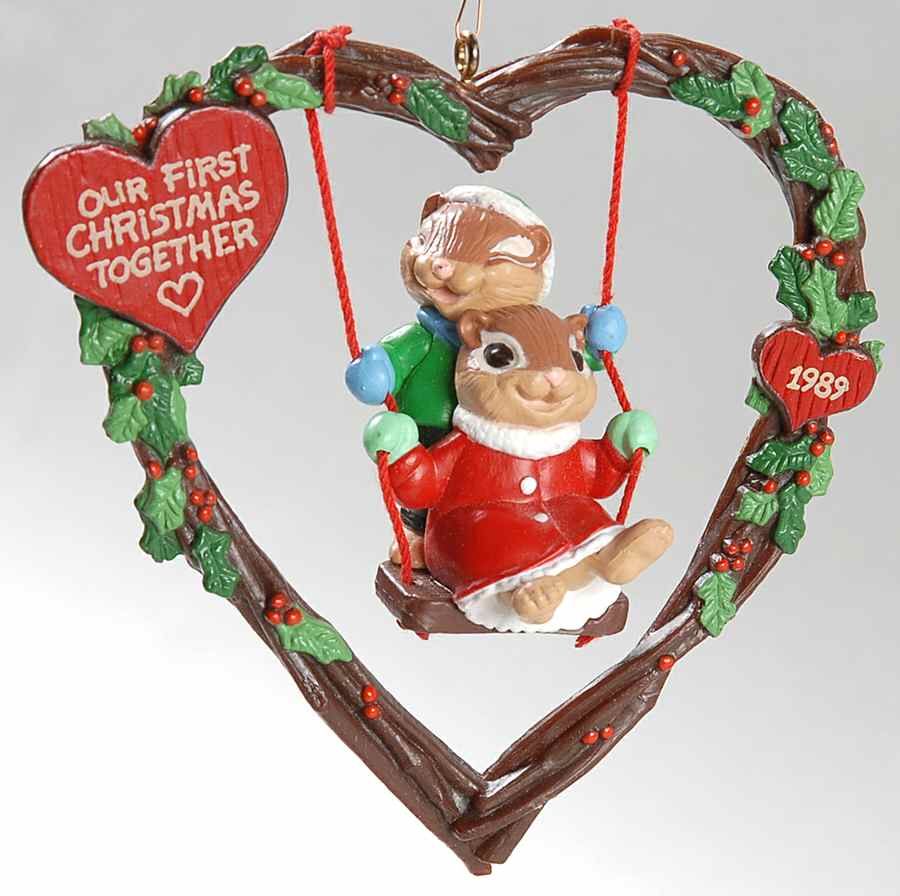1989 Hallmark Christmas Ornaments First Christmas Together-Chipmunks  - No Box by Hallmark Gold Crown-1
