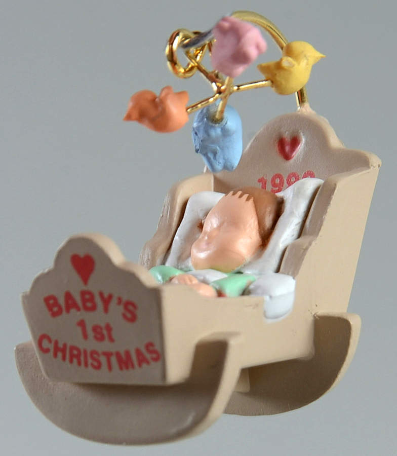 Baby's First Christmas - Miniature 1990 Babys First Christmas - No Box by Hallmark Gold Crown-1