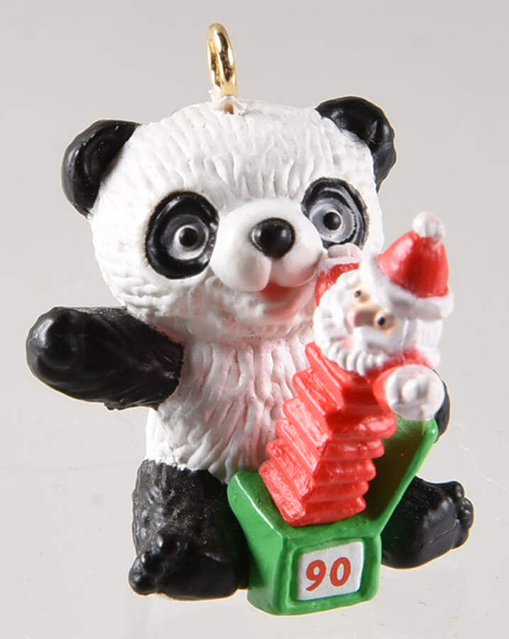 1990 Hallmark Christmas Ornaments Panda's Suprise - Boxed by Hallmark Gold Crown-1