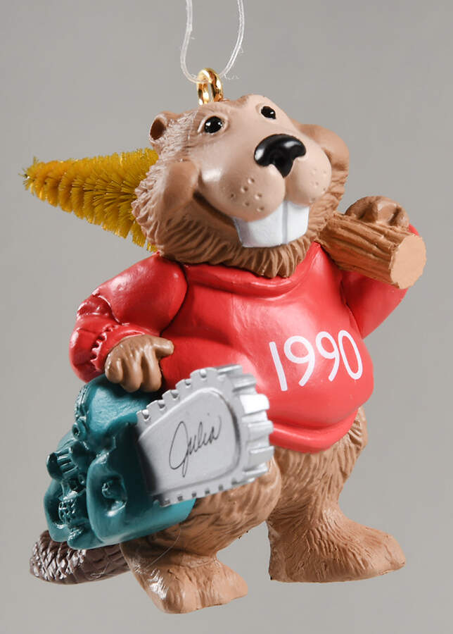 1990 Hallmark Christmas Ornaments Happy Woodcutter - No Box by Hallmark Gold Crown-1