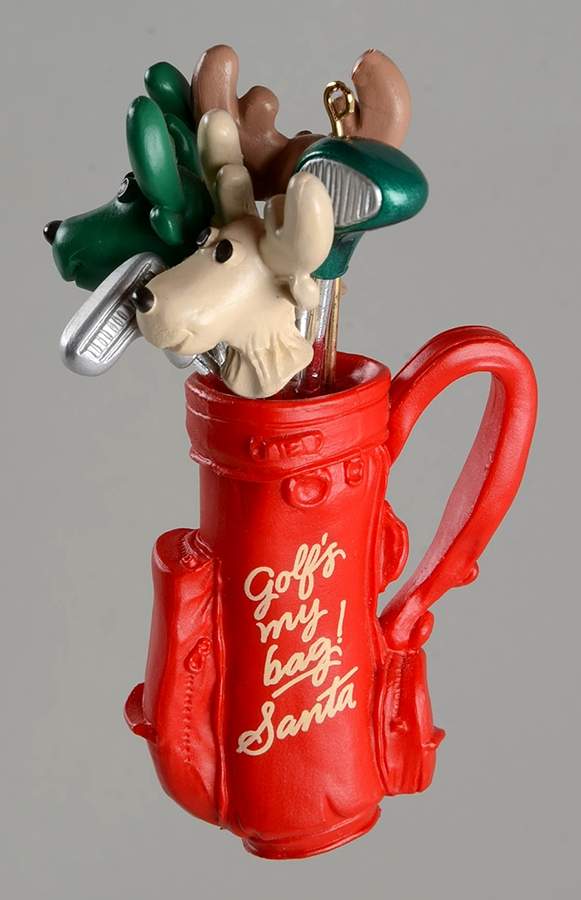 1990 Hallmark Christmas Ornaments Golf's My Bag - No Box by Hallmark Gold Crown-1