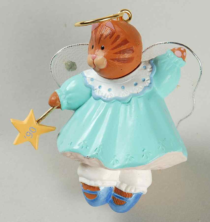 1990 Hallmark Christmas Ornaments Angel Kitty - Boxed by Hallmark Gold Crown-1