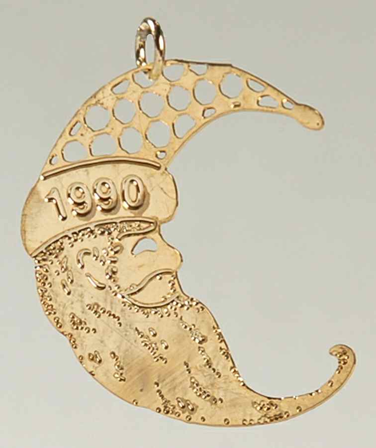 1990 Hallmark Christmas Ornaments Brass Santa - No Box by Hallmark Gold Crown-1