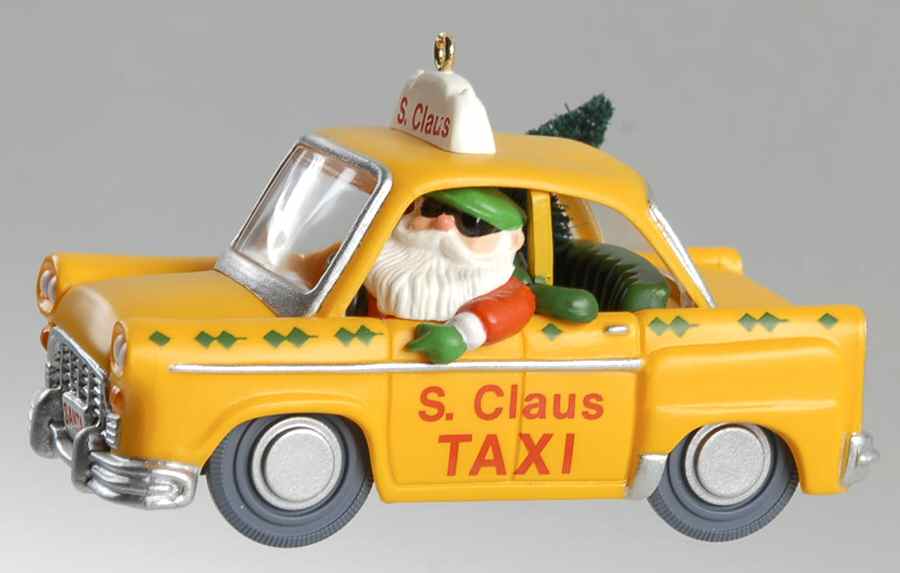 1990 Hallmark Christmas Ornaments Santa Claus Taxi - Boxed by Hallmark Gold Crown-1