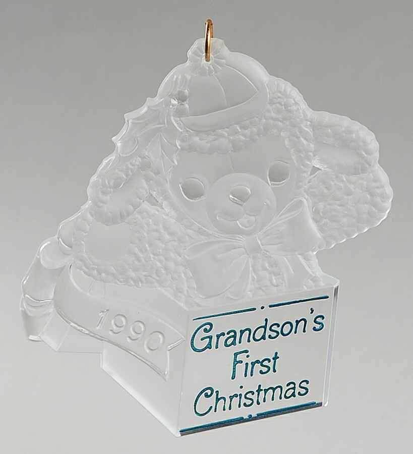 1990 Hallmark Christmas Ornaments Grandson's First Christmas - Boxed by Hallmark Gold Crown-1