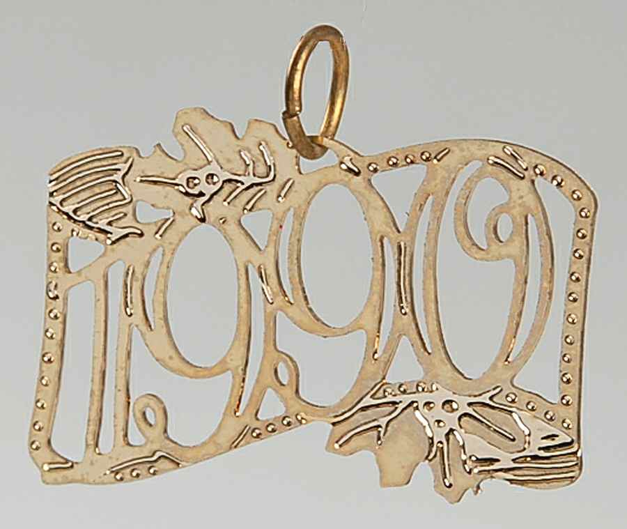 1990 Hallmark Christmas Ornaments Year Brass-1990 - No Box by Hallmark Gold Crown-1