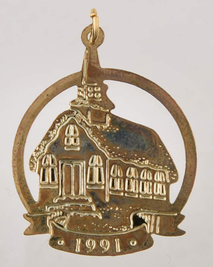 1991 Hallmark Christmas Ornaments Brass Church - Boxed by Hallmark Gold Crown-1