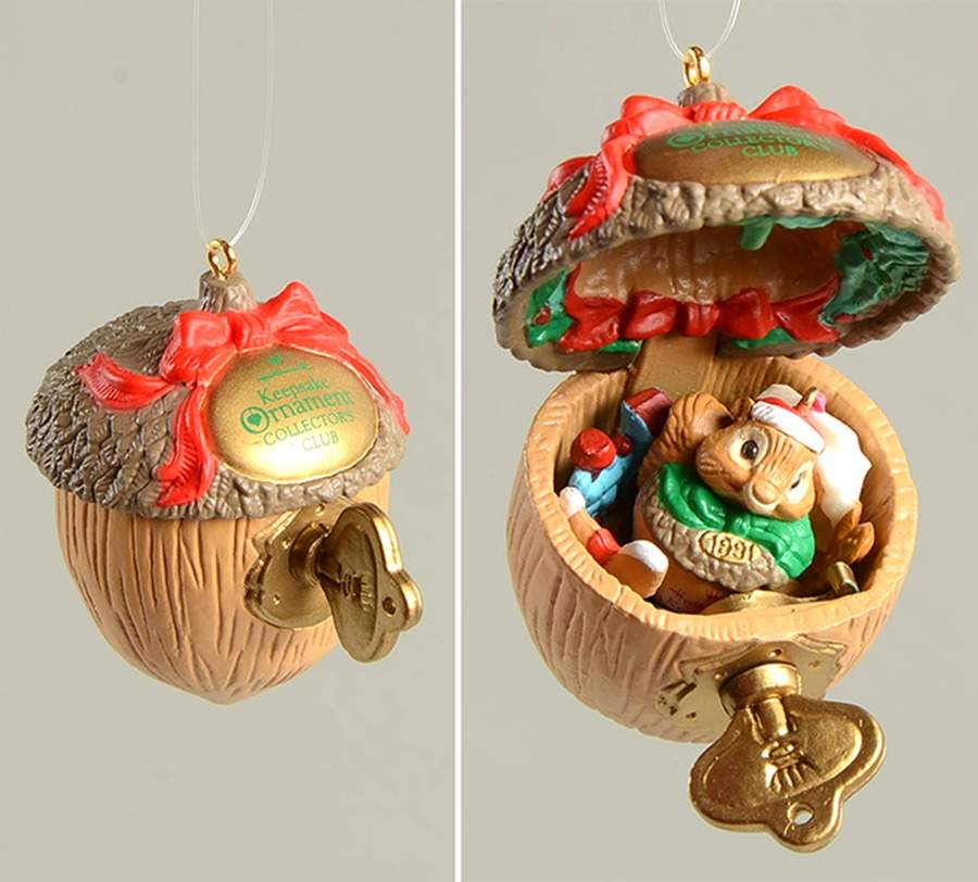 1991 Hallmark Christmas Ornaments Hidden Treasure-Lil Keeper Squirrel - Boxed by Hallmark Gold Crown-1