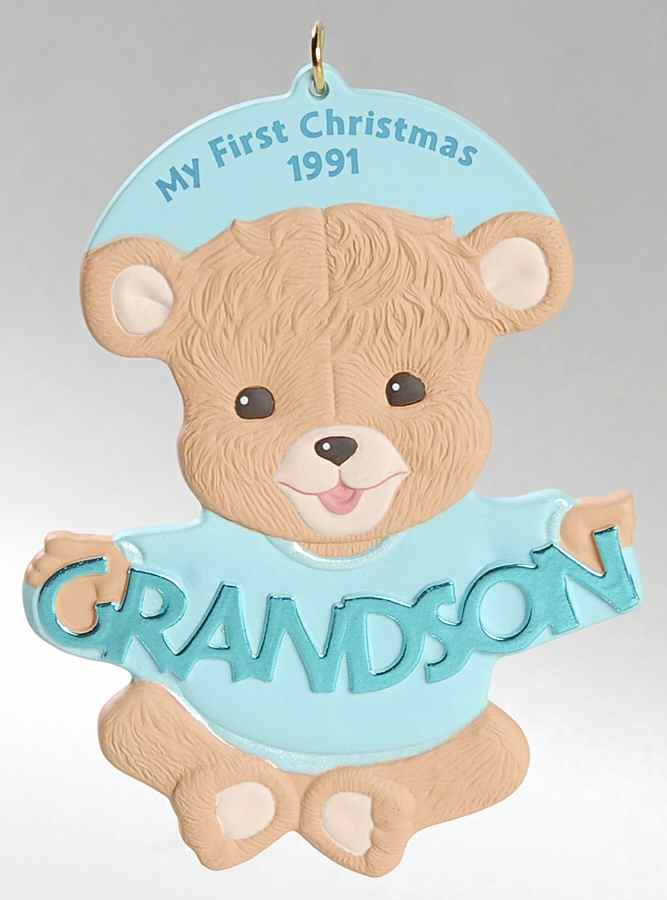 1991 Hallmark Christmas Ornaments Grandson's 1st Christmas - Boxed by Hallmark Gold Crown-1