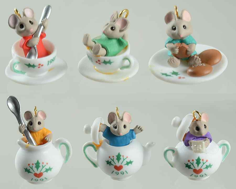 1991 Hallmark Christmas Ornaments Tiny Tea Party - No Box by Hallmark Gold Crown-1