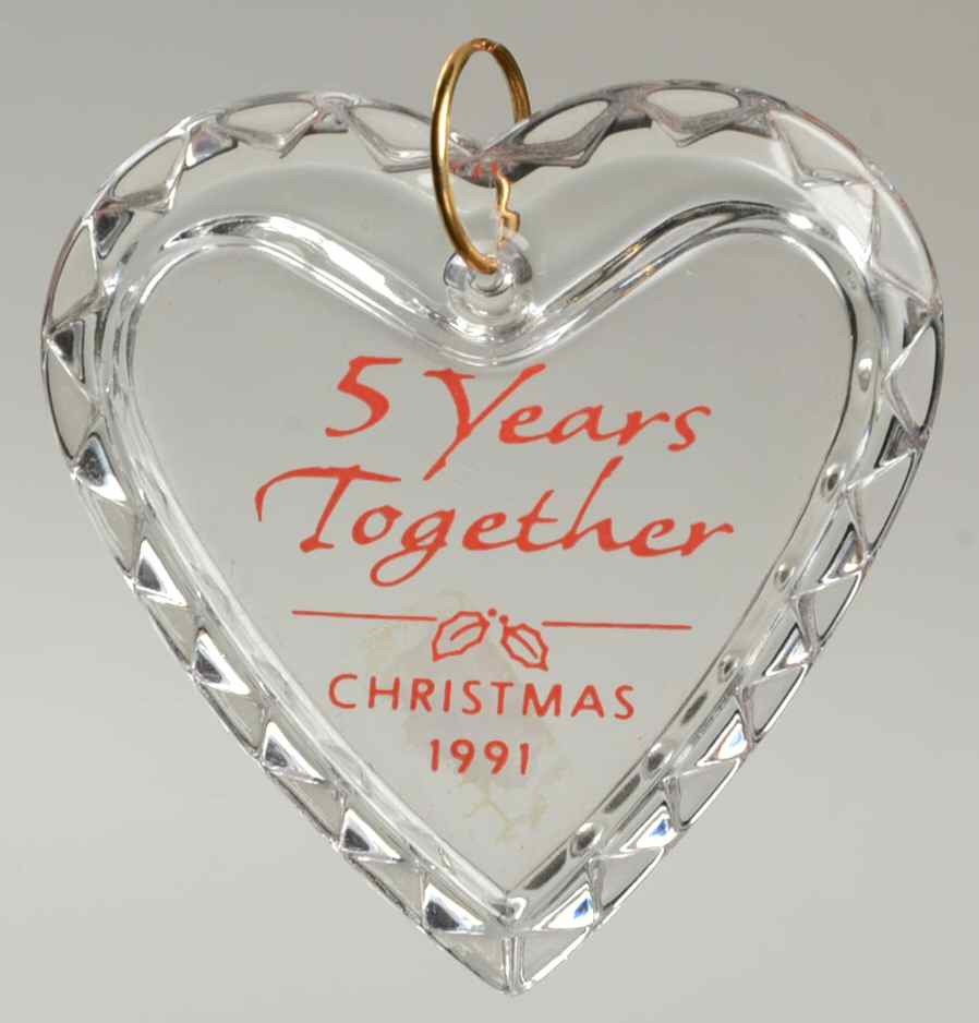 1991 Hallmark Christmas Ornaments 5 Years Together - No Box by Hallmark Gold Crown-1