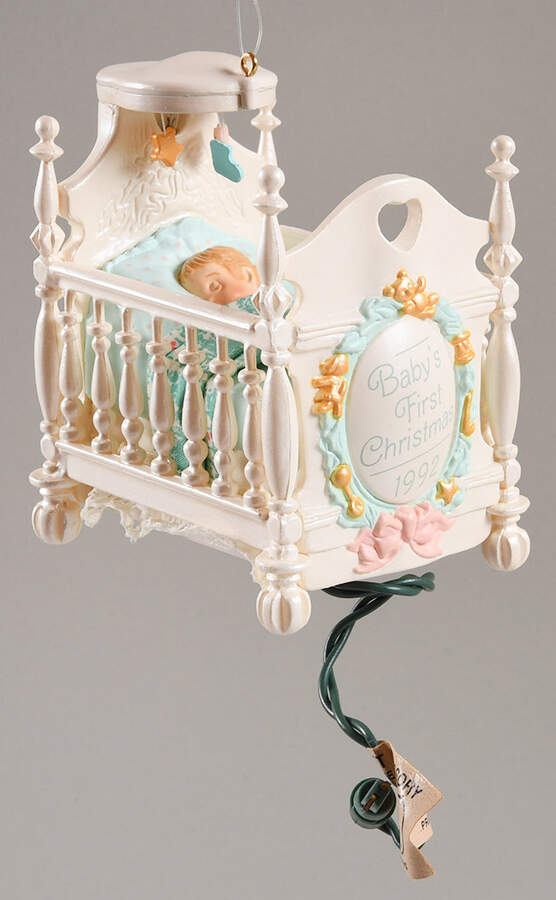 1992 Hallmark Christmas Ornaments Baby's First Christmas-Lighted - Boxed by Hallmark Gold Crown-1