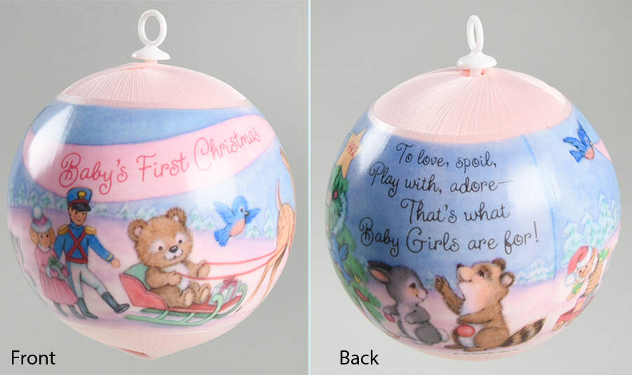 1992 Hallmark Christmas Ornaments Baby's First Christmas-Girl - Boxed by Hallmark Gold Crown-1