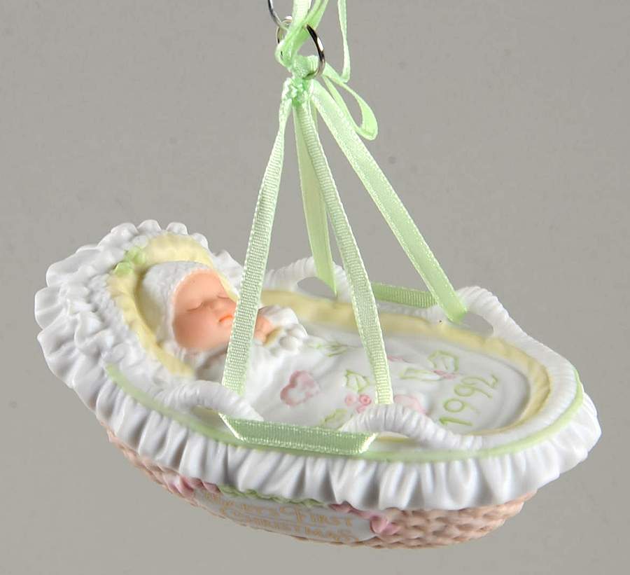 1992 Hallmark Christmas Ornaments Baby 1st Christmas-Cradle - Boxed by Hallmark Gold Crown-1