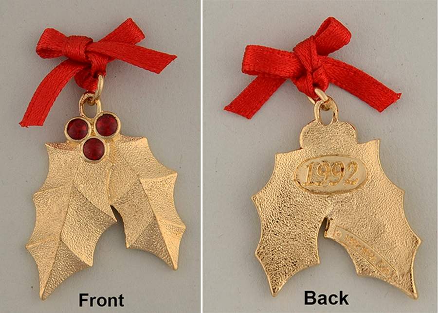 Precious Edition-Miniature 1992-Holiday Holly - Boxed by Hallmark Gold Crown-1