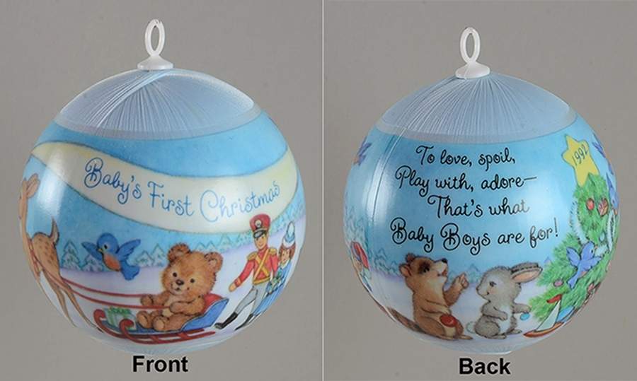 1992 Hallmark Christmas Ornaments Baby's First Christmas - Boy - Boxed by Hallmark Gold Crown-1