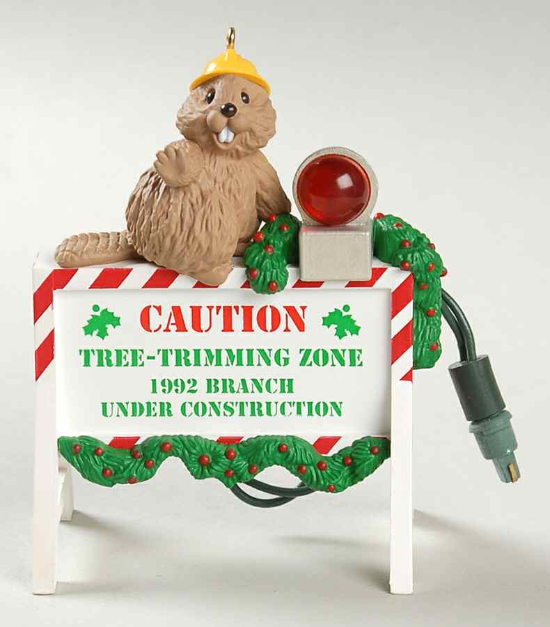 1992 Hallmark Christmas Ornaments Under Construction-Beaver - No Box by Hallmark Gold Crown-1