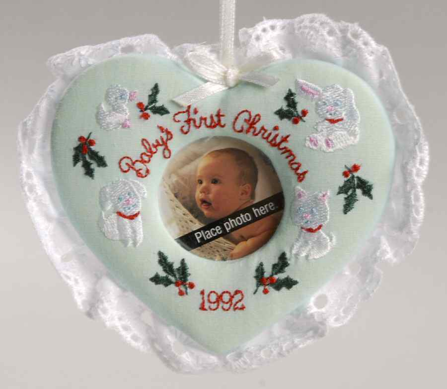 1992 Hallmark Christmas Ornaments Baby's 1st Christmas - Photo - No Box by Hallmark Gold Crown-1