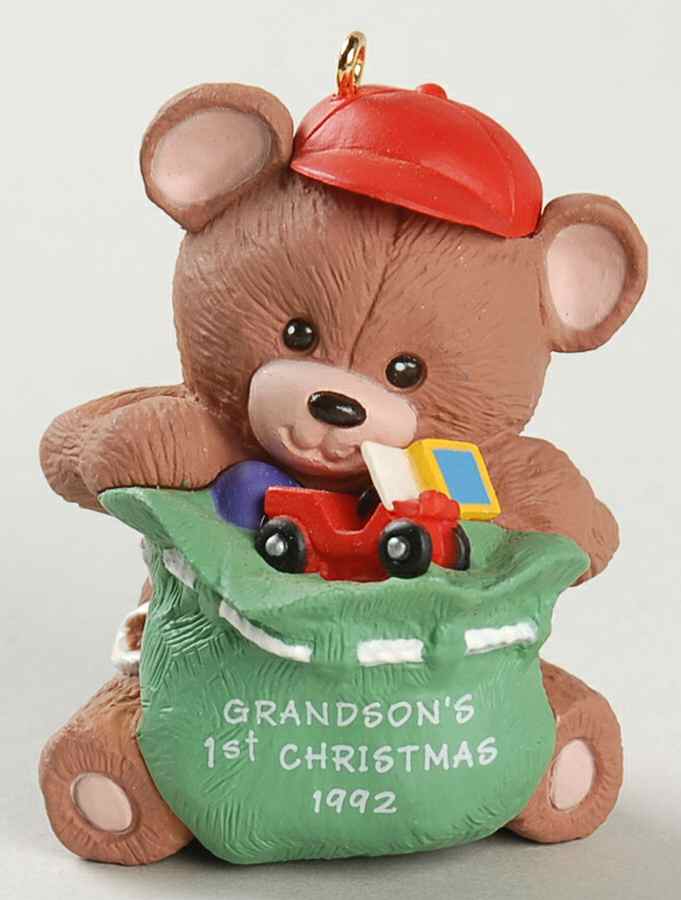 1992 Hallmark Christmas Ornaments Grandson's First Christmas - Boxed by Hallmark Gold Crown-1