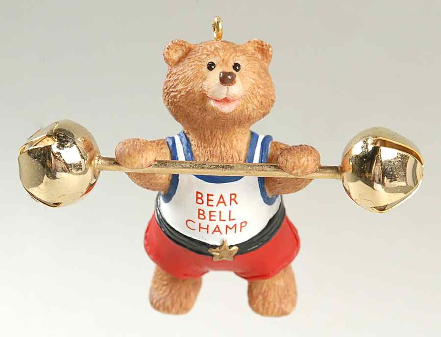 1992 Hallmark Christmas Ornaments Bear Bell Champ - Boxed by Hallmark Gold Crown-1