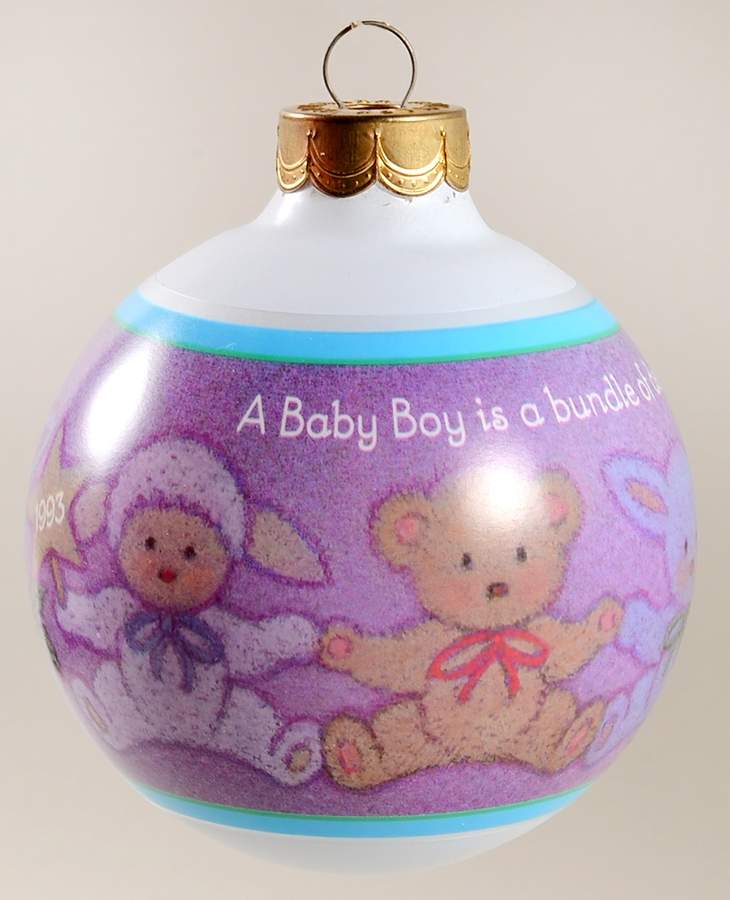 1993 Hallmark Christmas Ornaments Baby's First Christmas-Baby Boy - Boxed by Hallmark Gold Crown-1