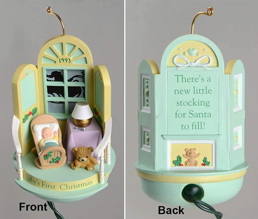 1993 Hallmark Christmas Ornaments Baby's First Christmas-Lighted Room - No Box by Hallmark Gold Crown-1