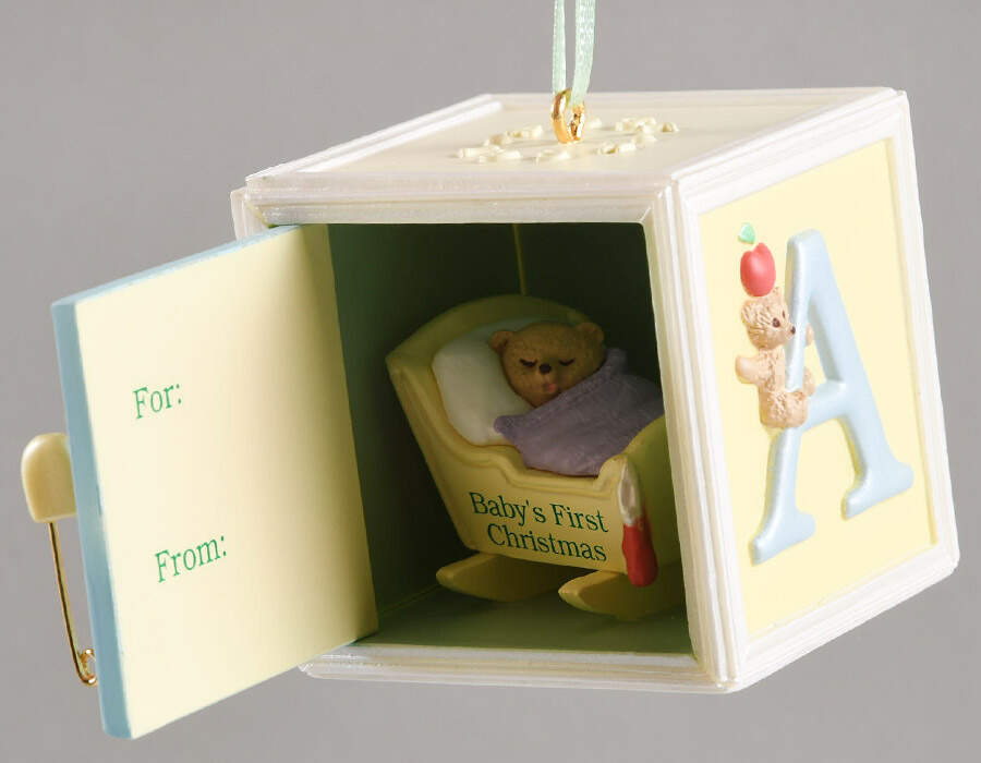 1994 Hallmark Christmas Ornaments Baby's First Christmas-Block - Boxed by Hallmark Gold Crown-1