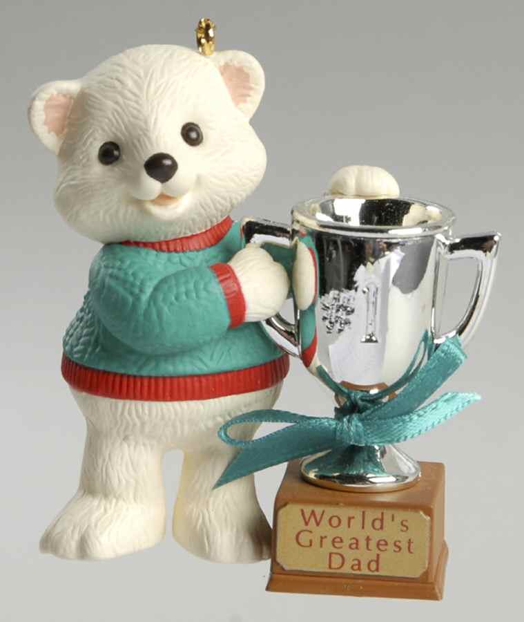 1994 Hallmark Christmas Ornaments Dad-Polar Bear With Trophy - Boxed by Hallmark Gold Crown-1