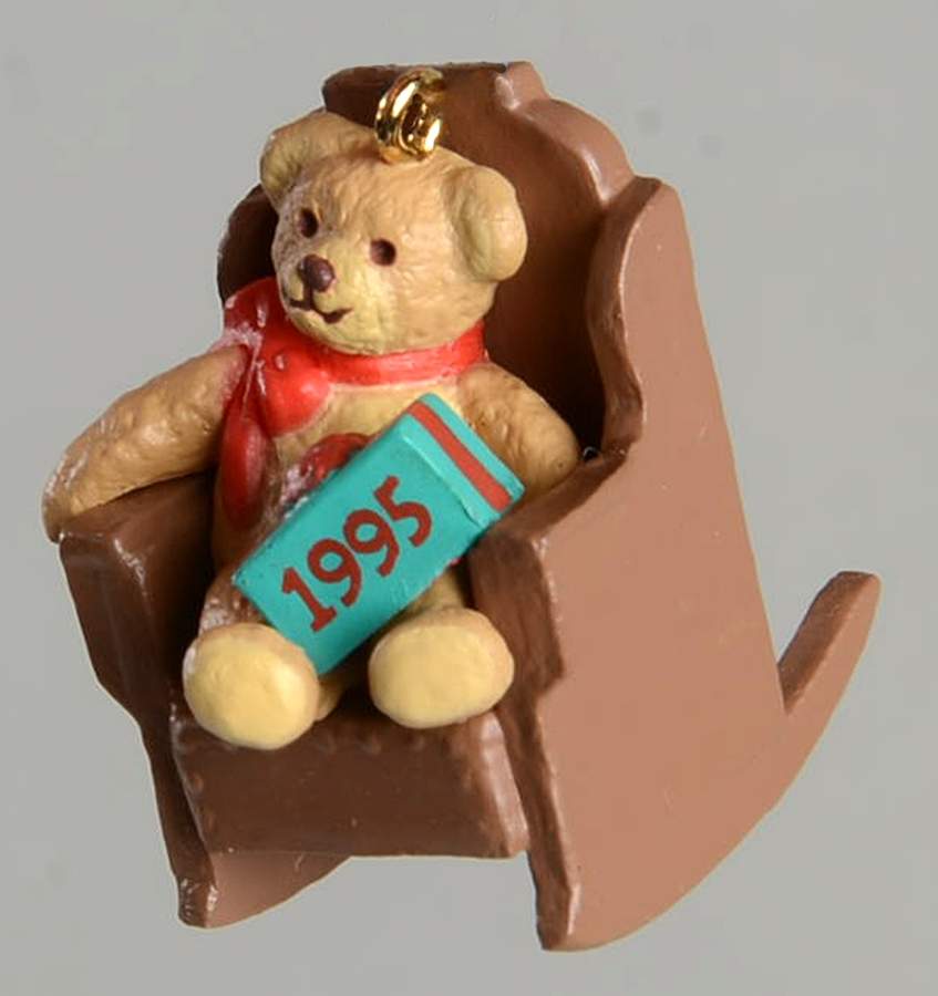 1995 Hallmark Christmas Ornaments Grandpa's Gift-Teddy Bear In Rocking Cha - No Box by Hallmark Gold Crown-1