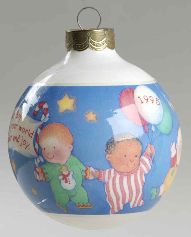 1995 Hallmark Christmas Ornaments Baby's First Christmas-Boy - Boxed by Hallmark Gold Crown-1
