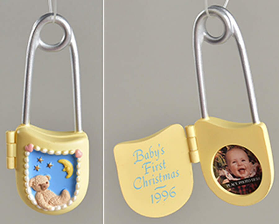 1996 Hallmark Christmas Ornaments Baby's First Christmas-Photo - Boxed by Hallmark Gold Crown-1