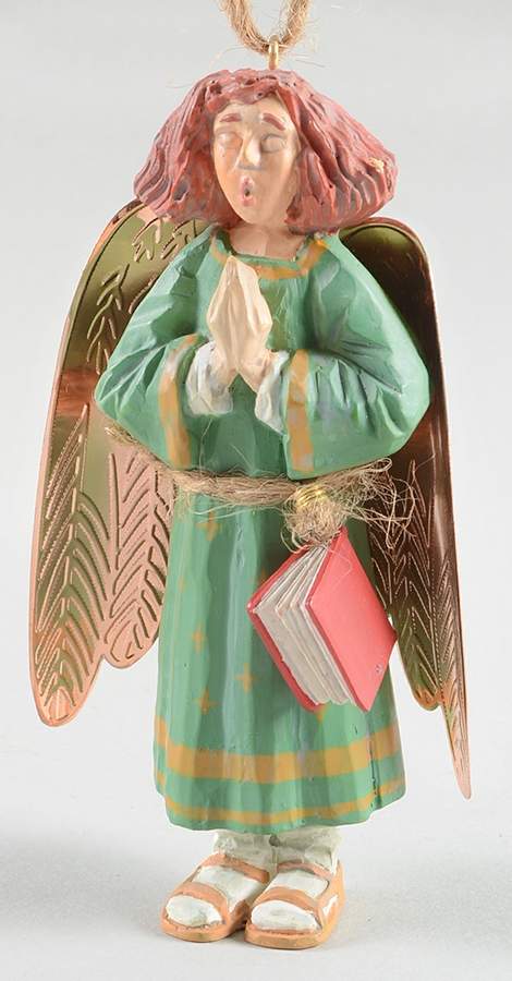Folk Art Americana Caroling Angel - No Box by Hallmark Gold Crown-1