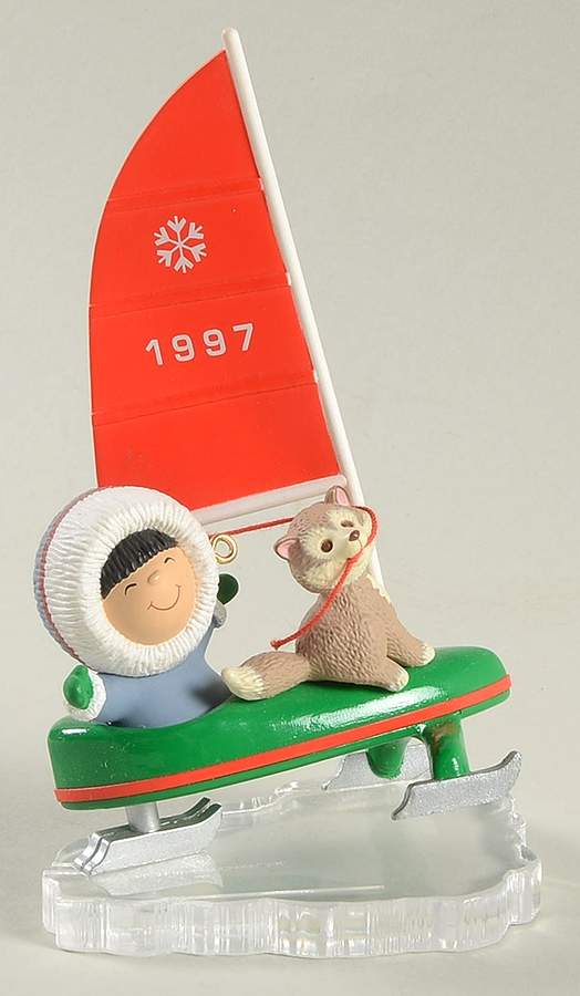 Frosty Friends 1997-Wind Surf Skiing-18th Edition - No Box by Hallmark Gold Crown-1