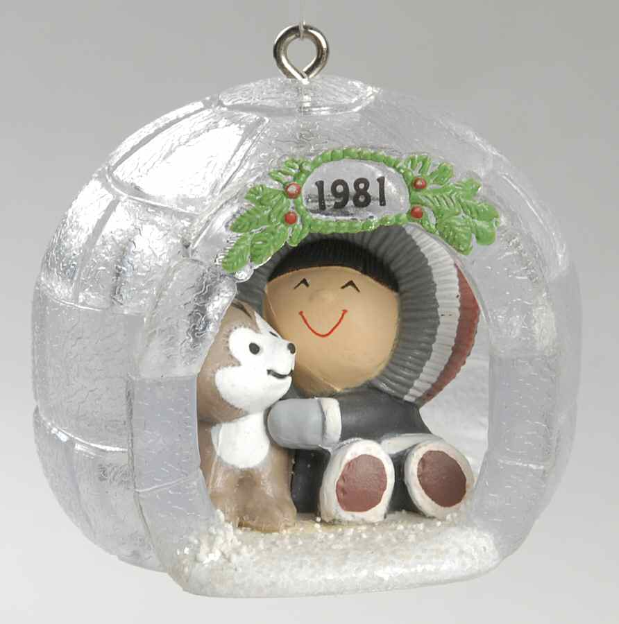 Frosty Friends 1981-Eskimo & Husky In Igloo-2nd Edition - No Box by Hallmark Gold Crown-1