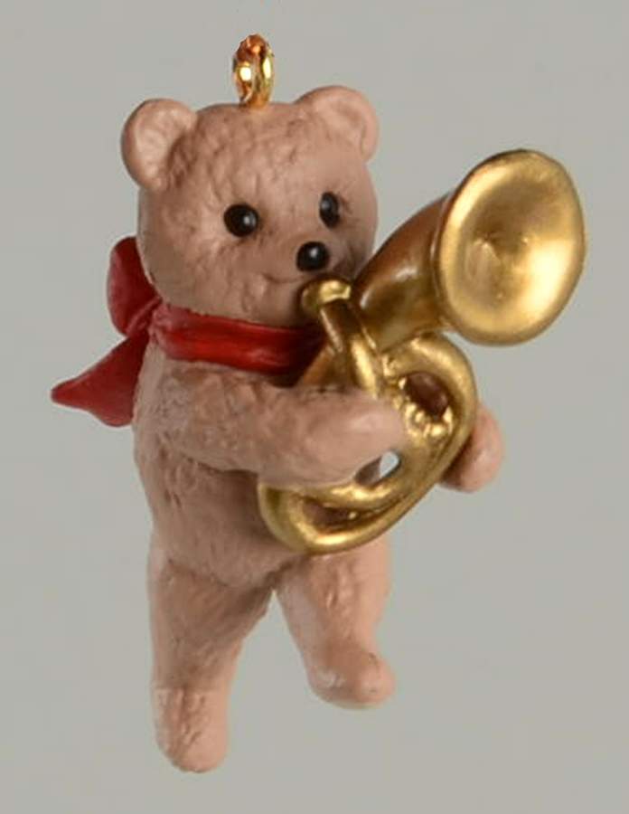 March of Teddy Bears-Miniature 1996-#4-Teddy With Tuba - Boxed by Hallmark Gold Crown-1